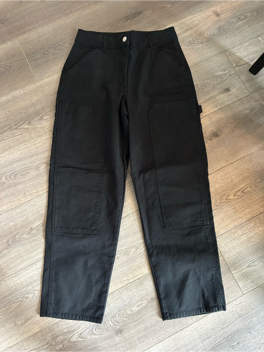 Wilfred Black Cargo Pants with Front Patch Pockets